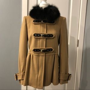 Burberry wool cashmere blend coat real fur collar